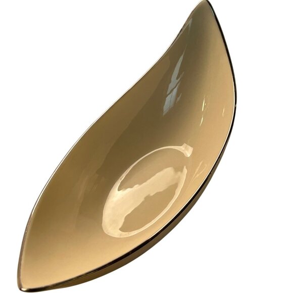 Lenox Ivory Porcelain Boat-Shaped Dish Platinum Trim USA 8” Elegant collectible - Picture 2 of 9